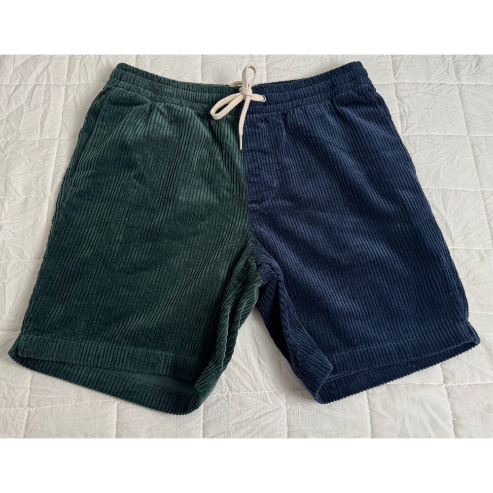 Coastal PacSun Volley Shorts Small Colorblock Corduroy Green‎ Navy Streetwear